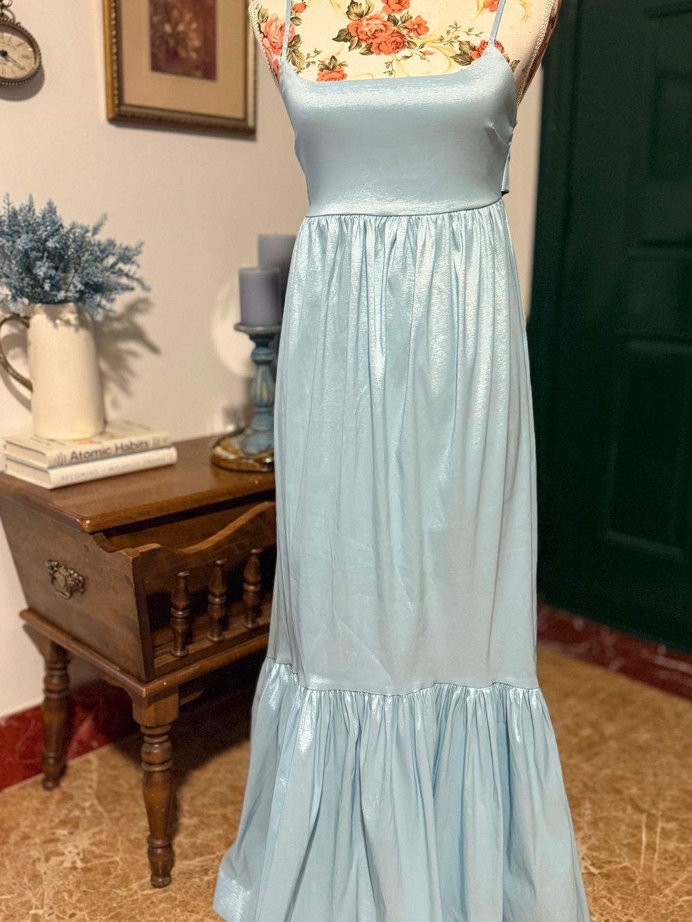 Abercrombie & Fitch Light Blue Satin Slip Dress